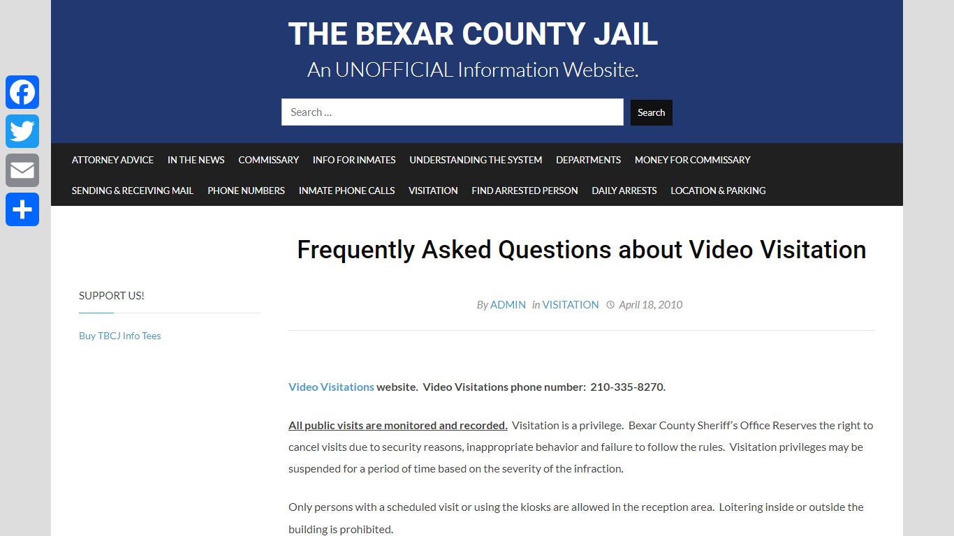 FAQs for Video Visitation | The Bexar County Jail